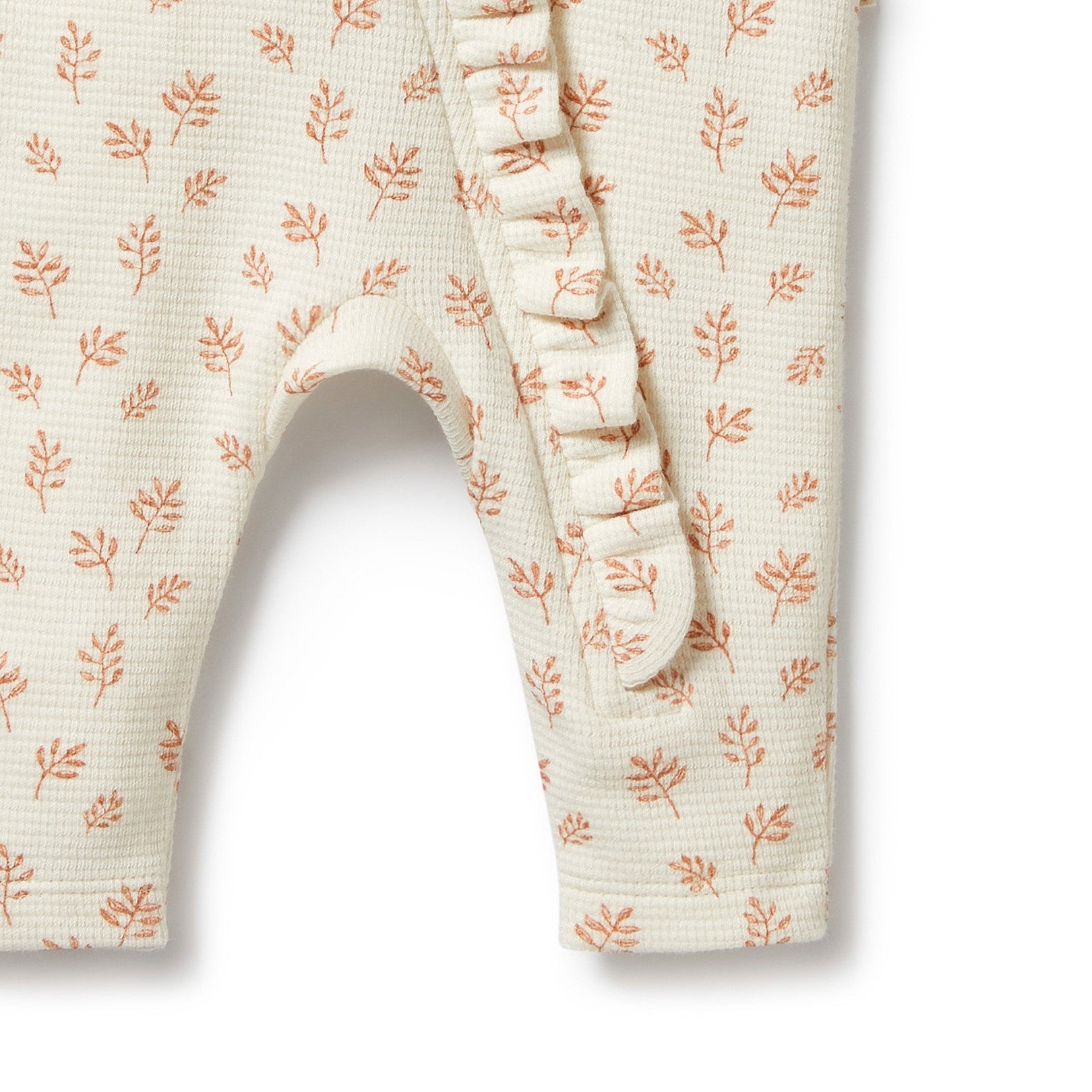 Organic Waffle Ruffle Zipsuit - Winter Bloom
