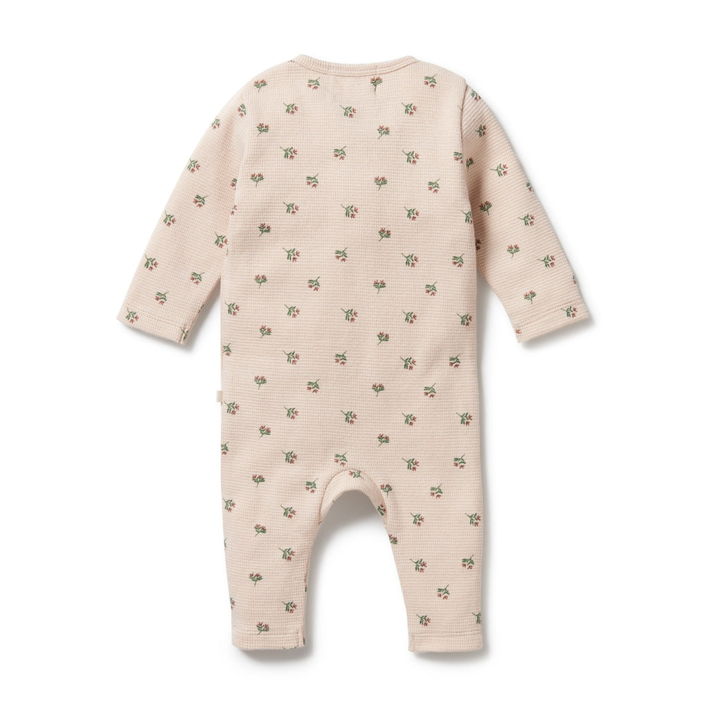 Organic Waffle Ruffle Zipsuit - Emily Floral
