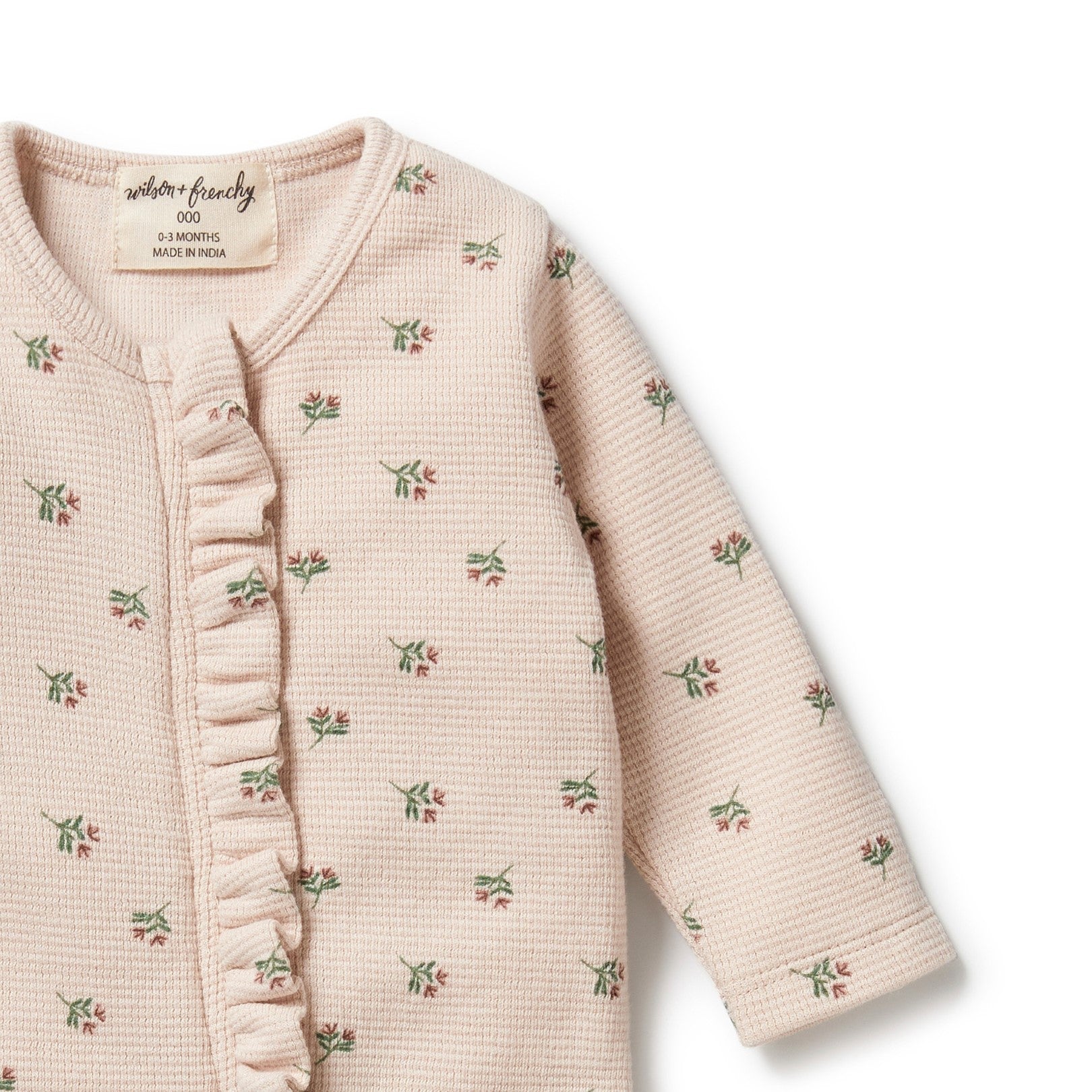 Organic Waffle Ruffle Zipsuit - Emily Floral