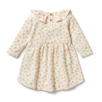 Organic Waffle Ruffle Dress - Winter Bloom