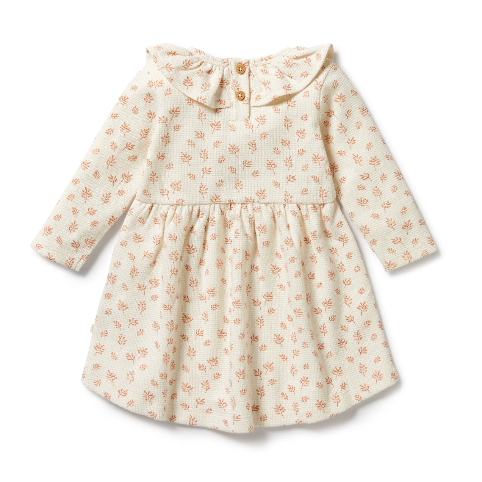 Organic Waffle Ruffle Dress - Winter Bloom