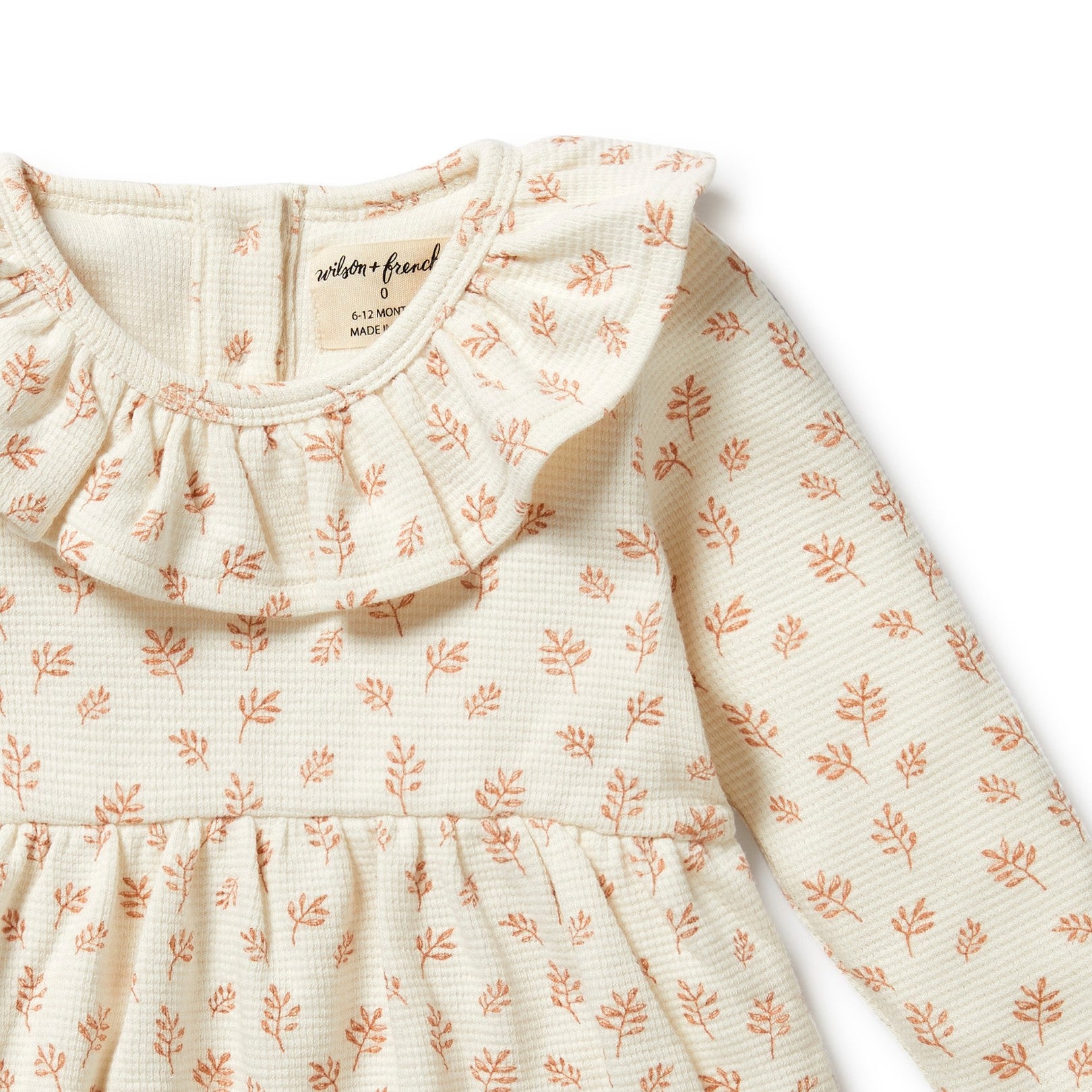 Organic Waffle Ruffle Dress - Winter Bloom
