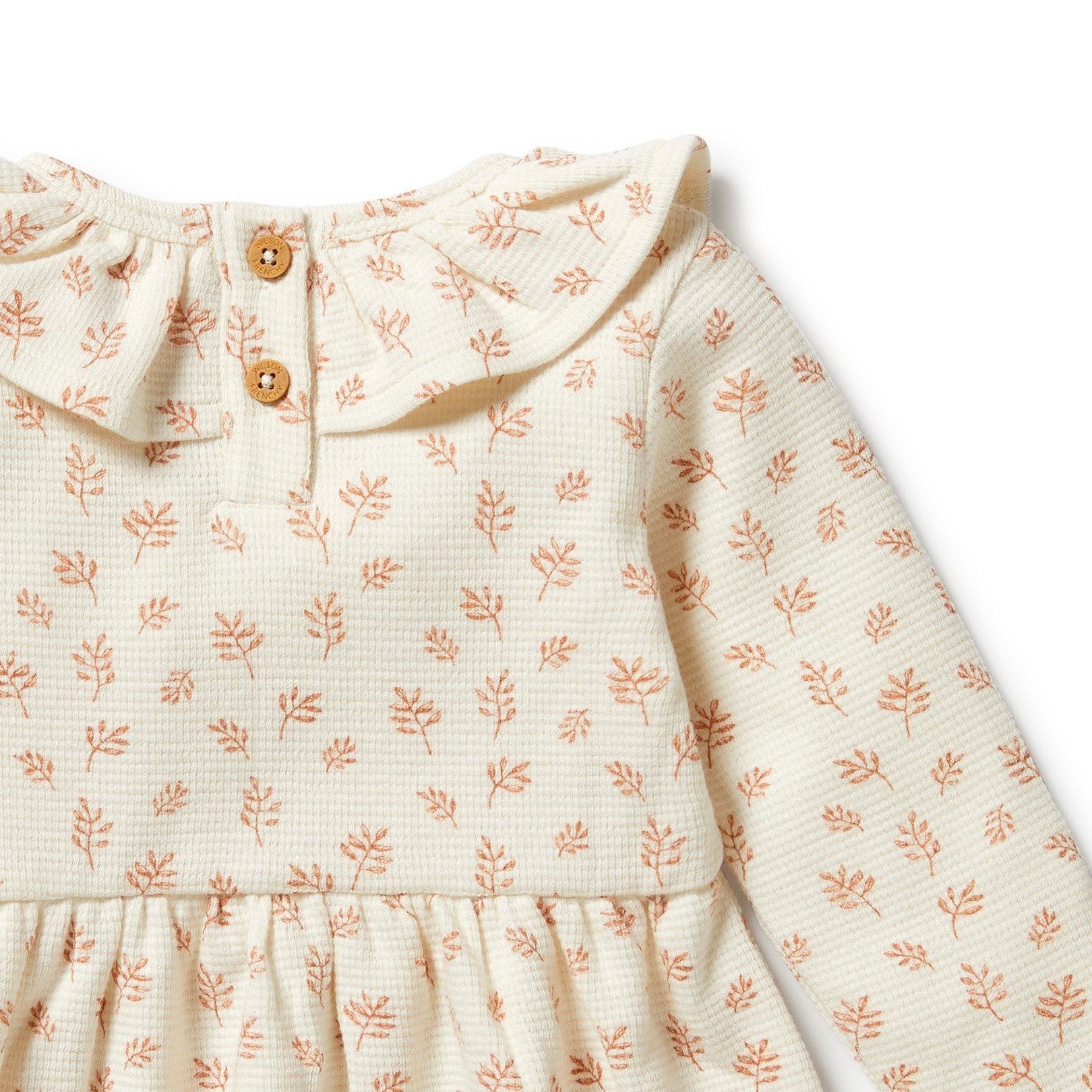 Organic Waffle Ruffle Dress - Winter Bloom