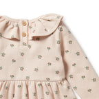 Organic Waffle Ruffle Dress - Emily Floral