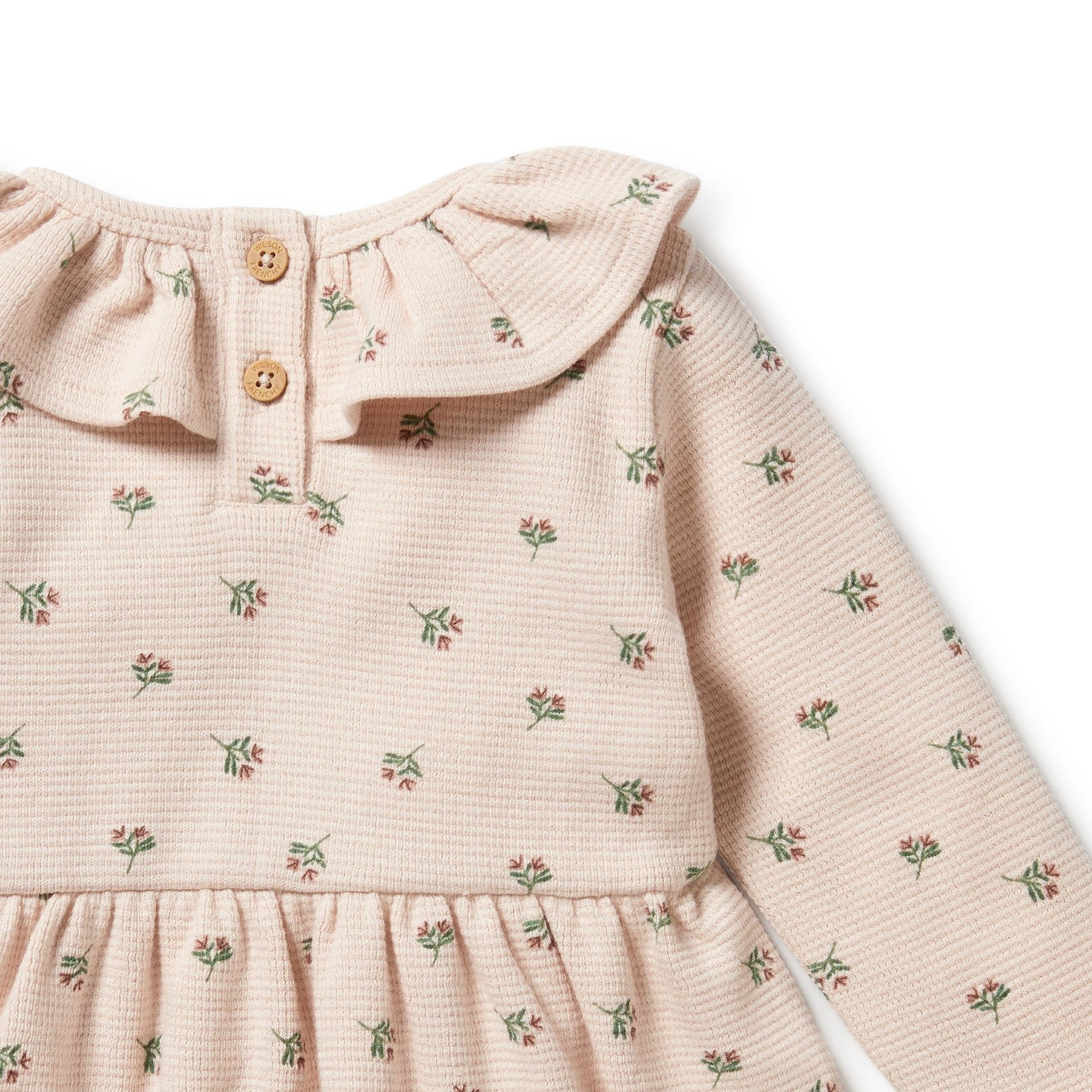 Organic Waffle Ruffle Dress - Emily Floral