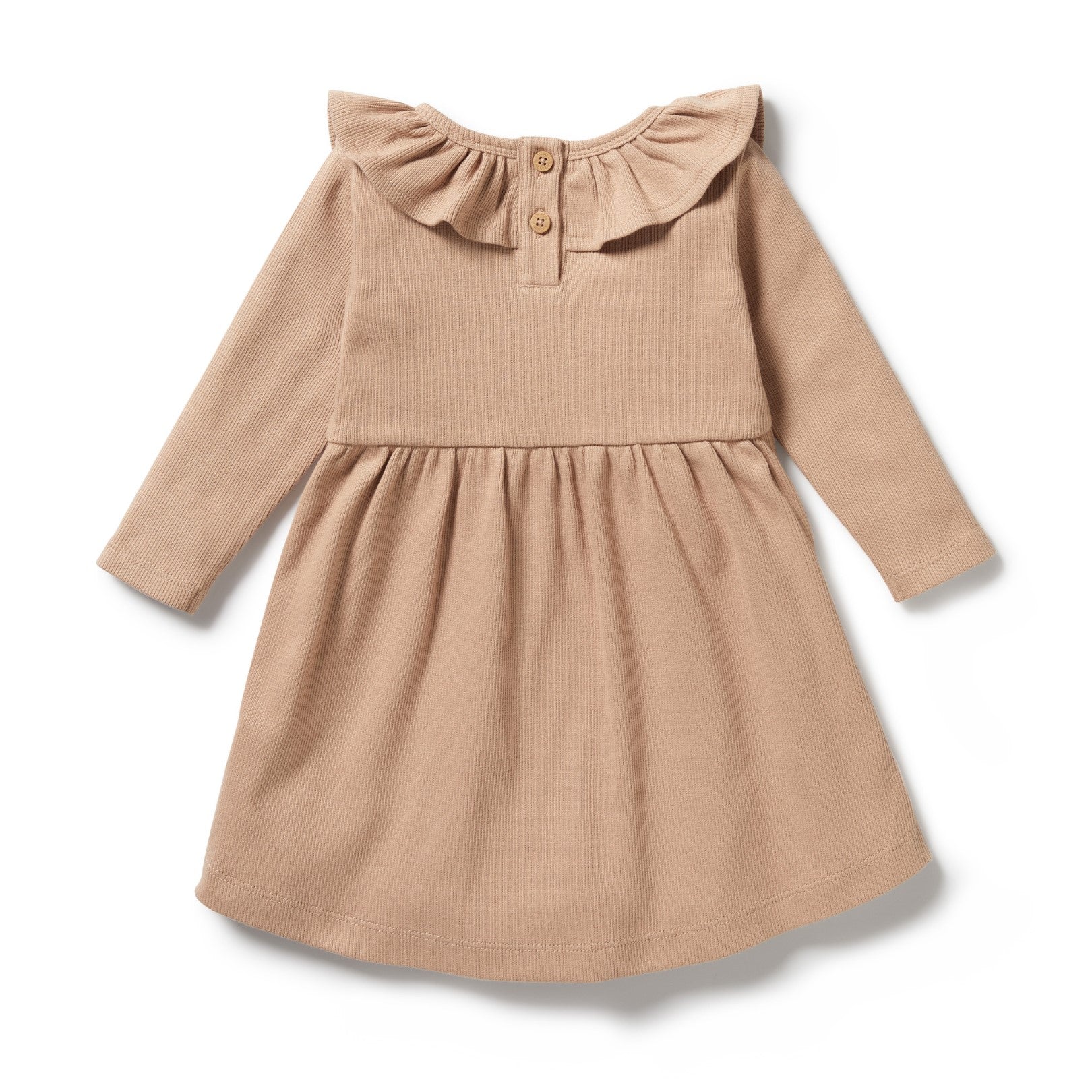 Organic Ruffle Dress - Fawn