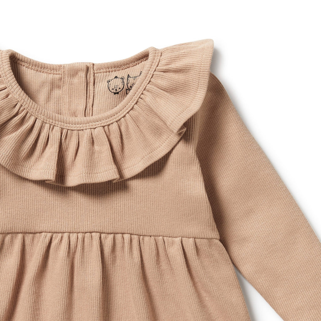Organic Ruffle Dress - Fawn