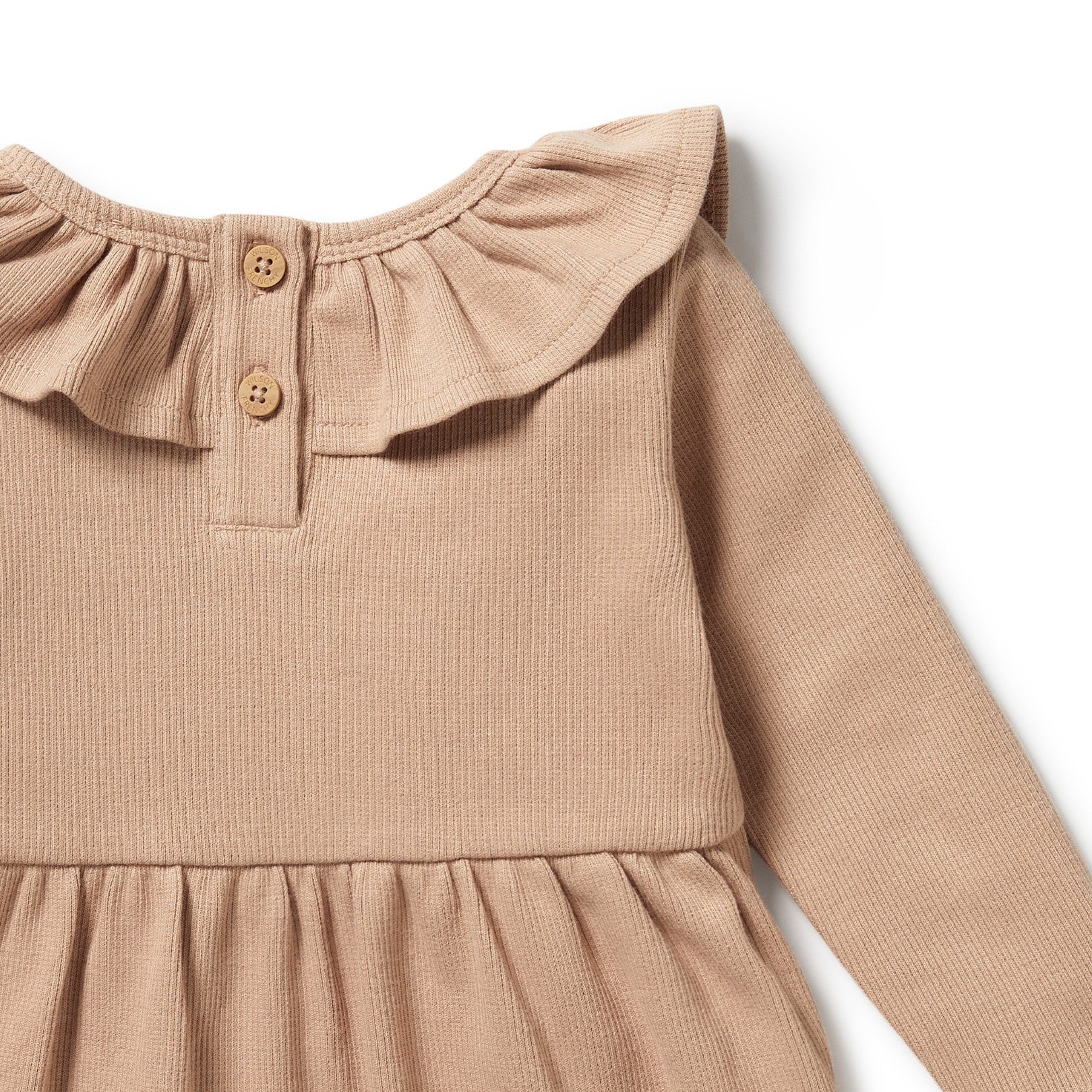 Organic Ruffle Dress - Fawn