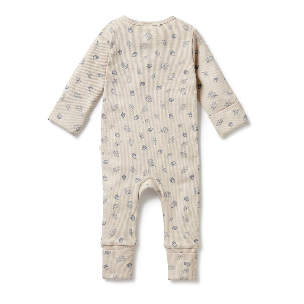 Organic Zipsuit with Feet - Falling Oak