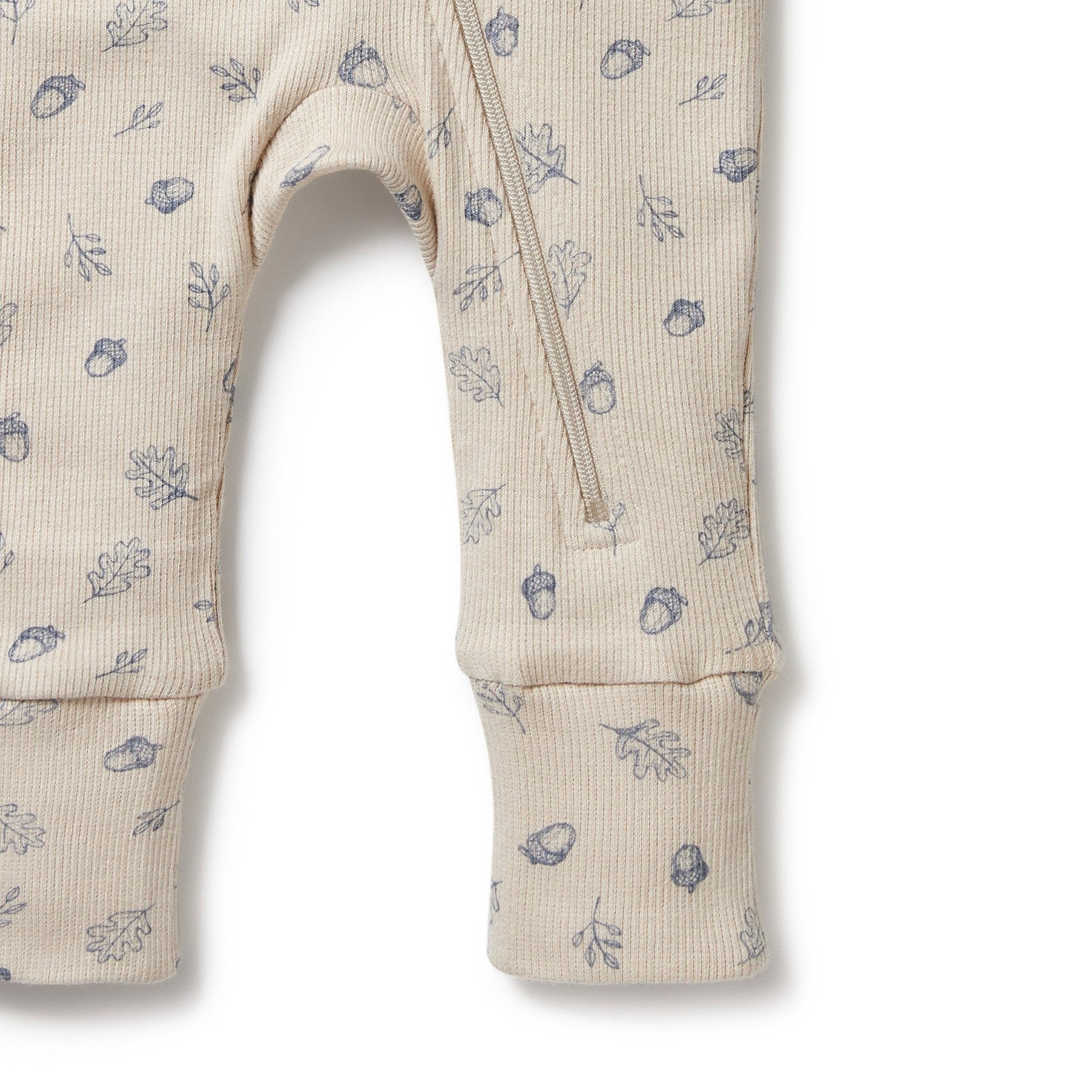 Organic Zipsuit with Feet - Falling Oak