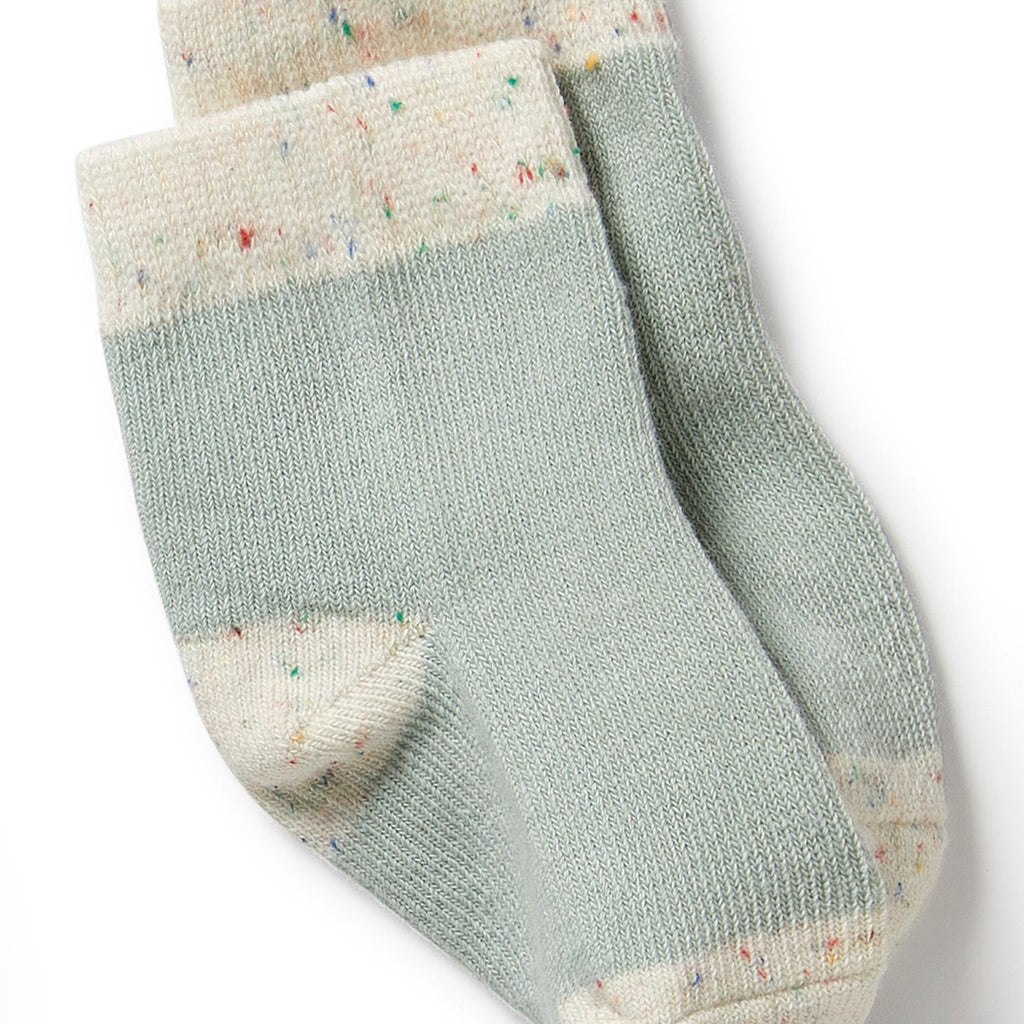 Organic 3 Pack Baby Socks - Mint Green, Cactus, Smoke Blue