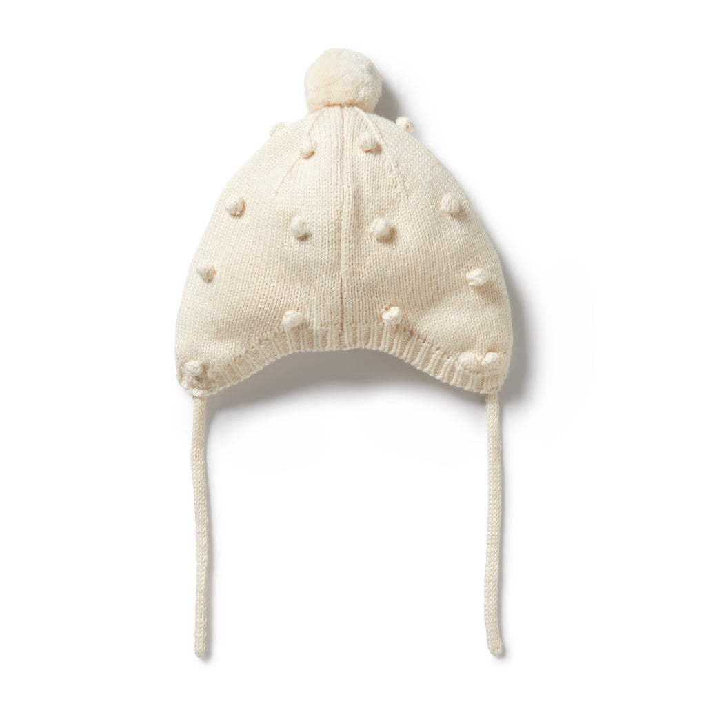 Wilson and Frenchy Knitted Bauble Bonnet - Ecru