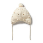 Knitted Bauble Bonnet - Ecru