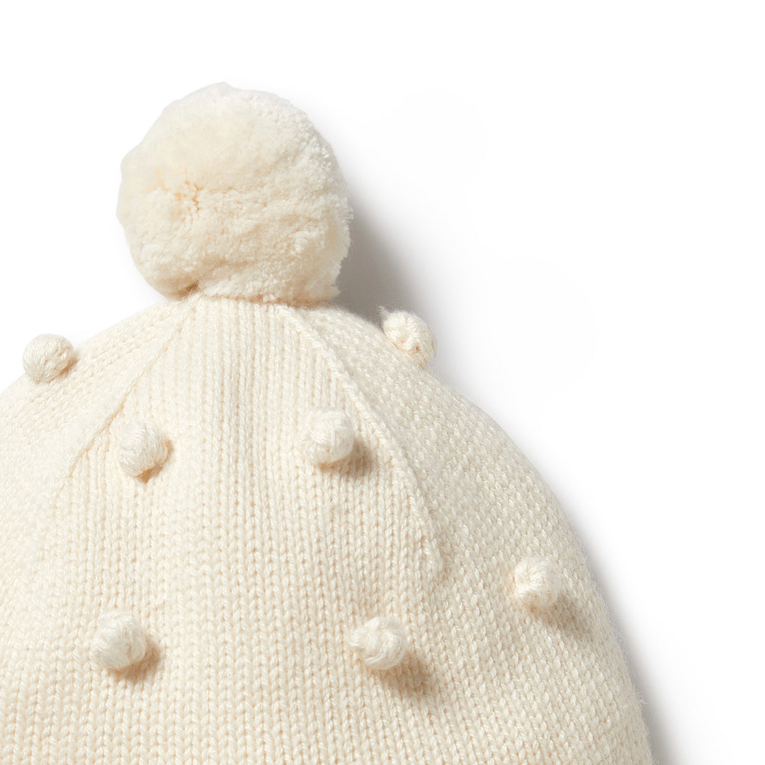 Wilson and Frenchy Knitted Bauble Bonnet - Ecru