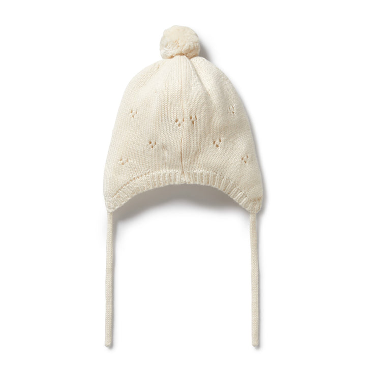 Wilson and Frenchy Knitted Pointelle Bonnet - Ecru