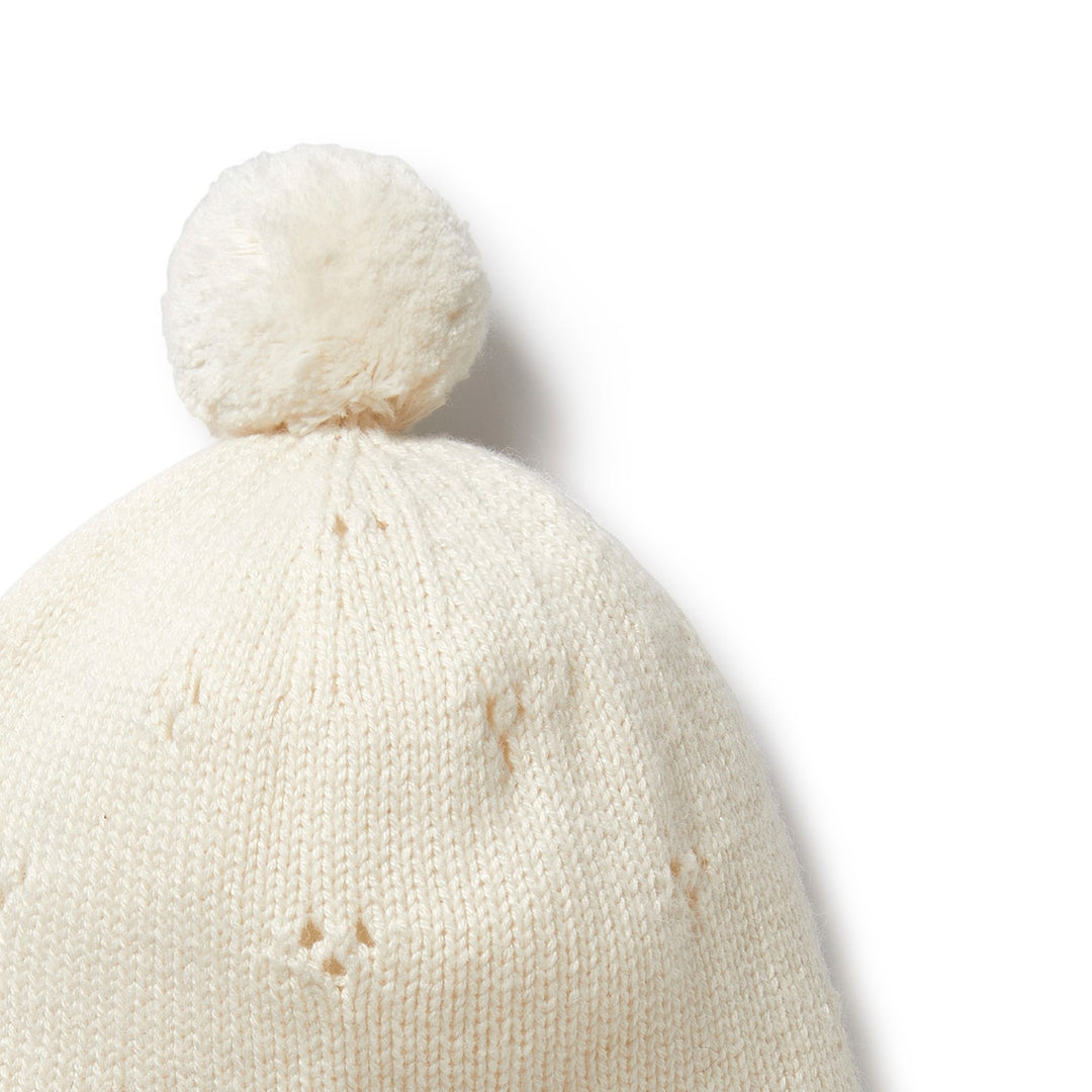 Wilson and Frenchy Knitted Pointelle Bonnet - Ecru