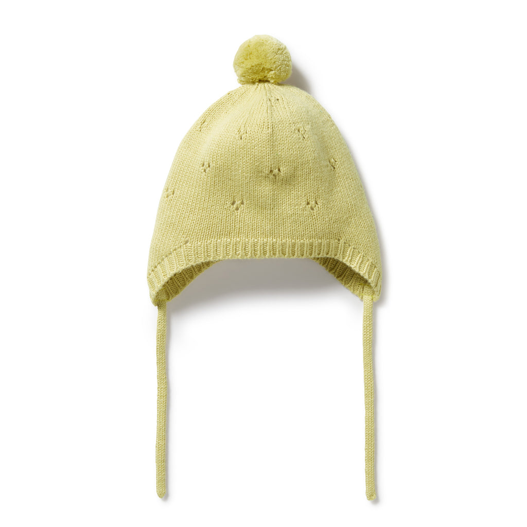 Knitted Pointelle Bonnet - Endive