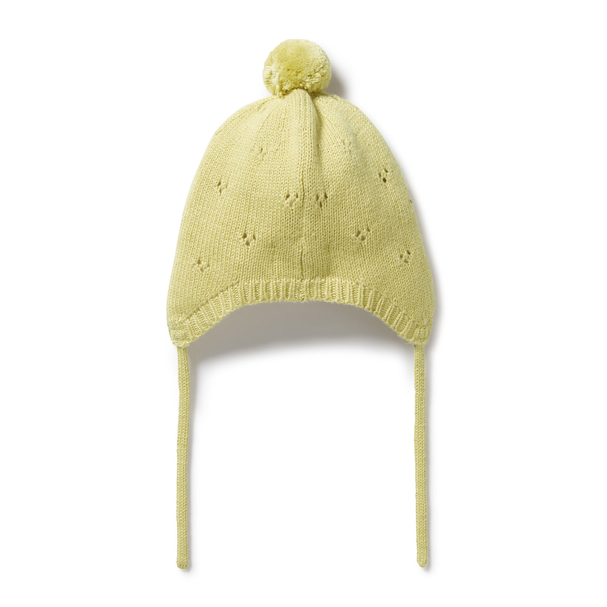 Knitted Pointelle Bonnet - Endive