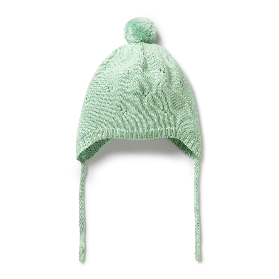 Wilson and Frenchy Knitted Pointelle Bonnet - Mint Green