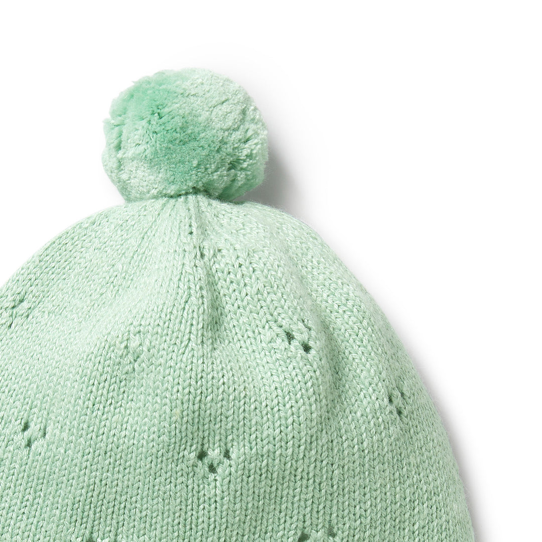 Wilson and Frenchy Knitted Pointelle Bonnet - Mint Green