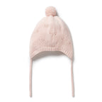 Knitted Pointelle Bonnet - Pink