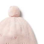 Knitted Pointelle Bonnet - Pink