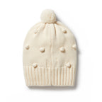 Knitted Bauble Hat - Ecru