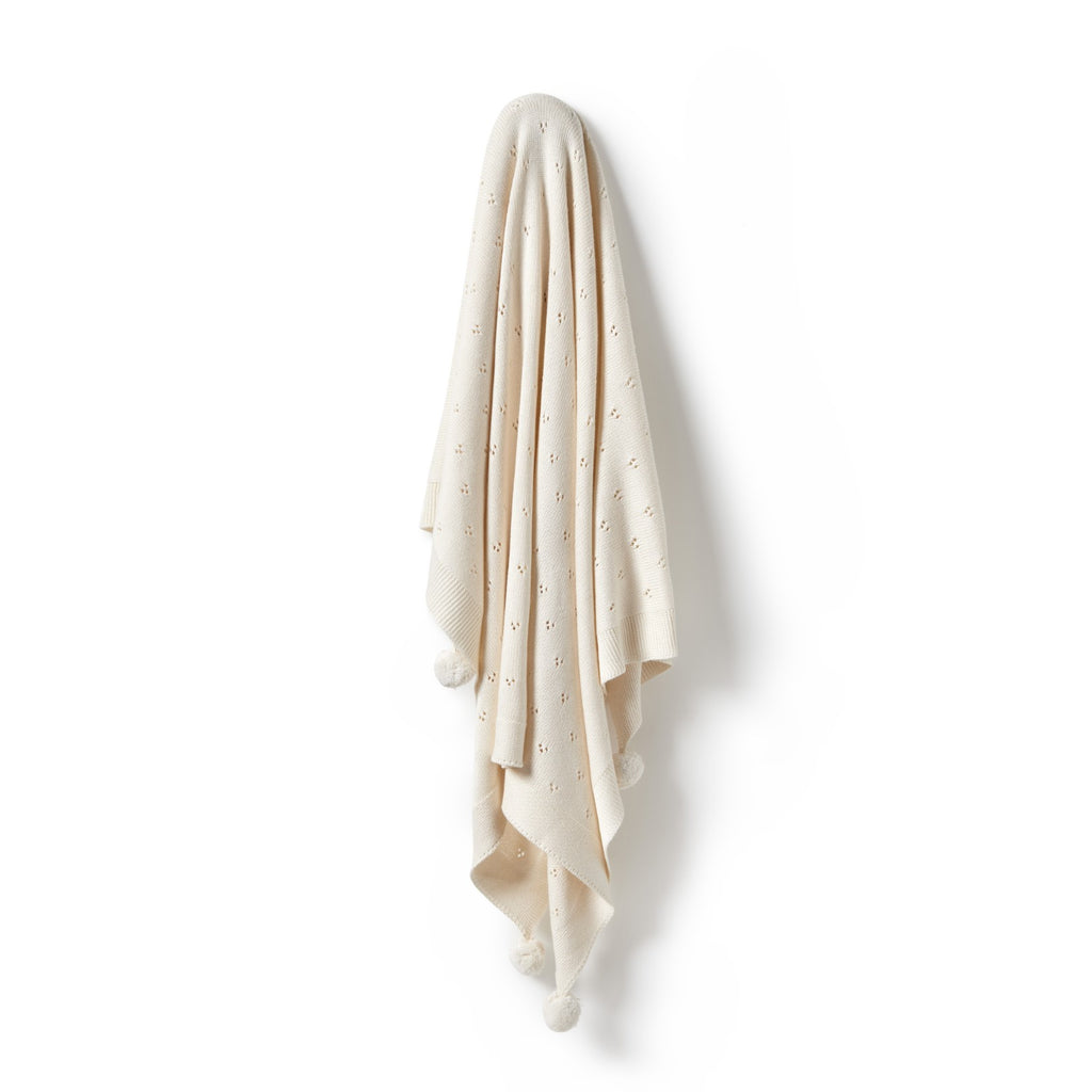 Knitted Pointelle Blanket - Ecru