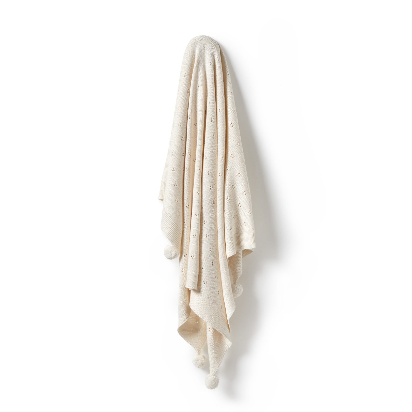 Knitted Pointelle Blanket - Ecru