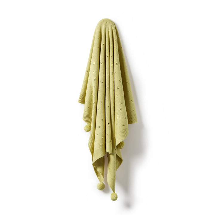 Wilson and Frenchy Knitted Pointelle Blanket - Endive