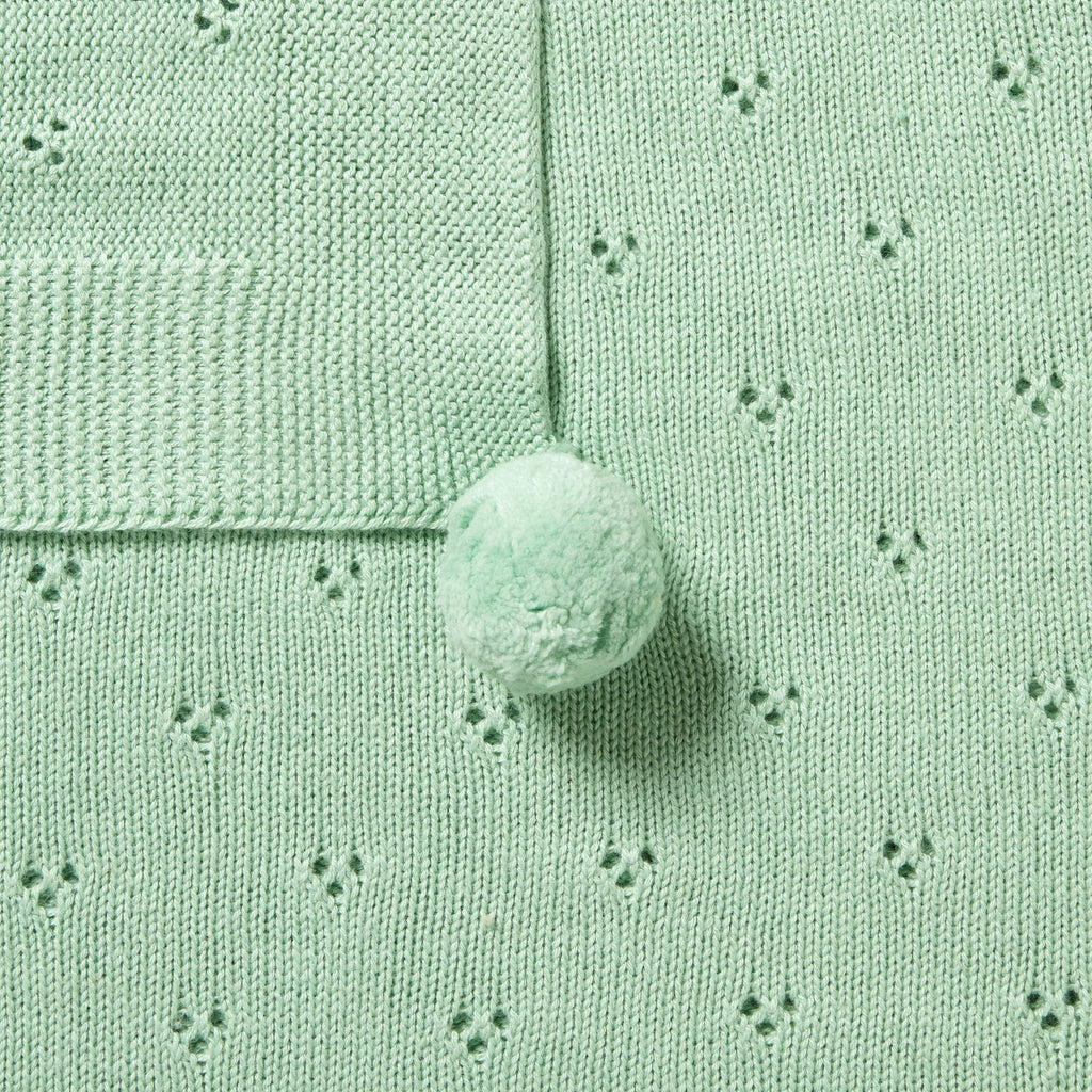 Knitted Pointelle Blanket - Mint Green