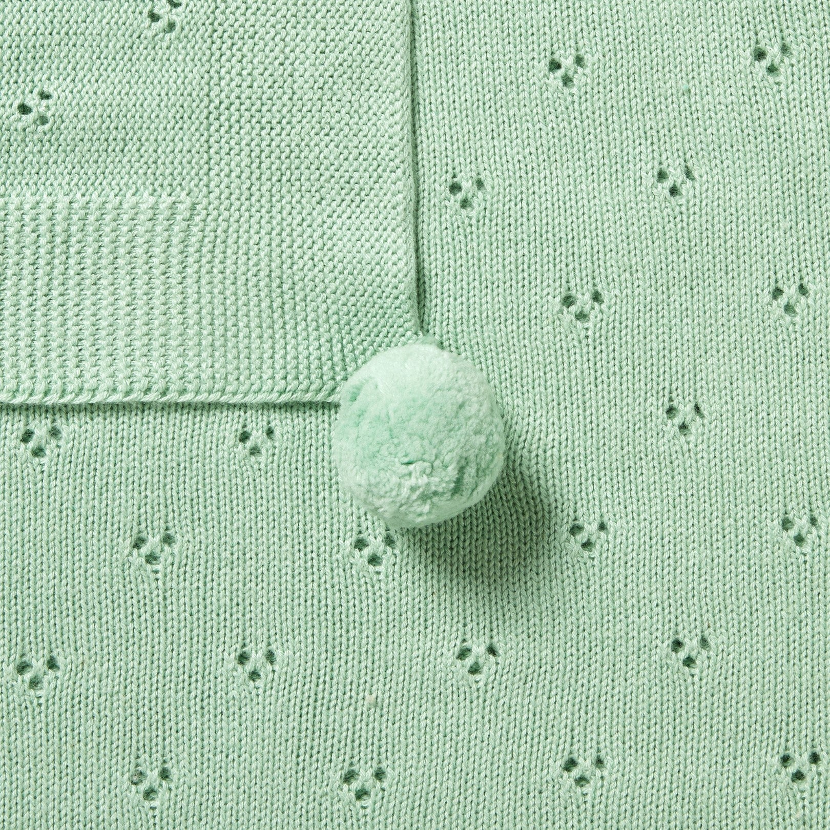 Knitted Pointelle Blanket - Mint Green