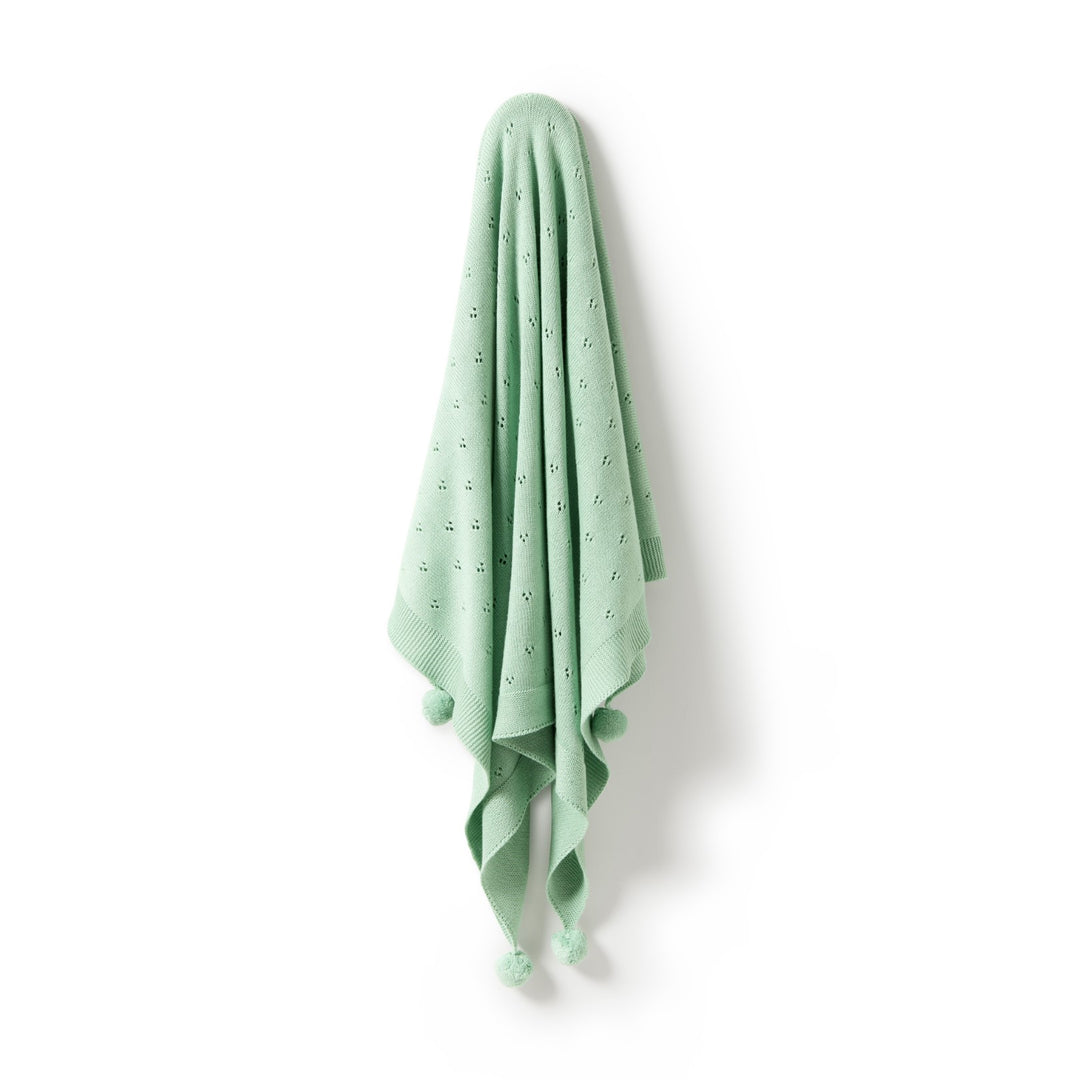 Wilson and Frenchy Knitted Pointelle Blanket - Mint Green
