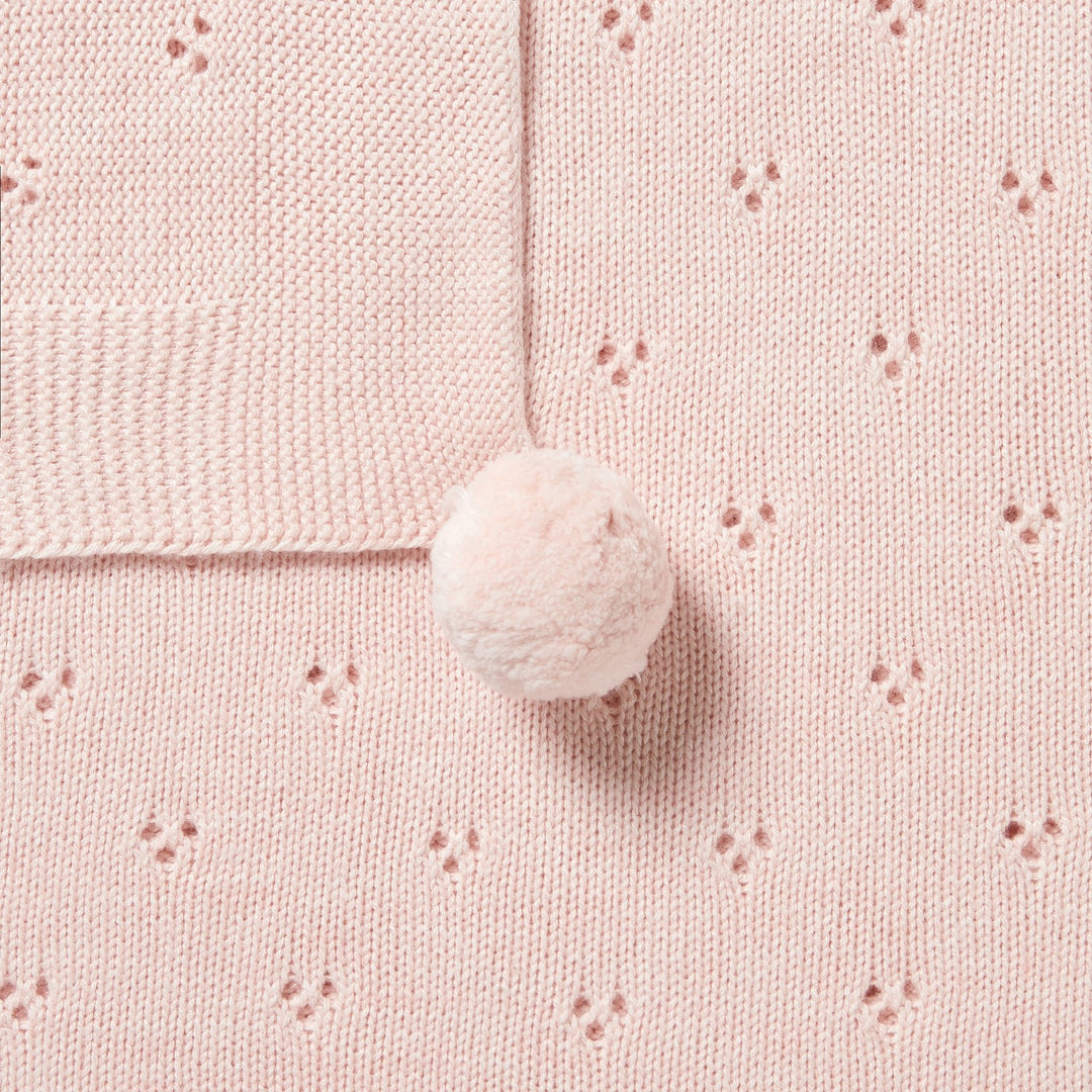 Wilson and Frenchy Knitted Pointelle Blanket - Pink