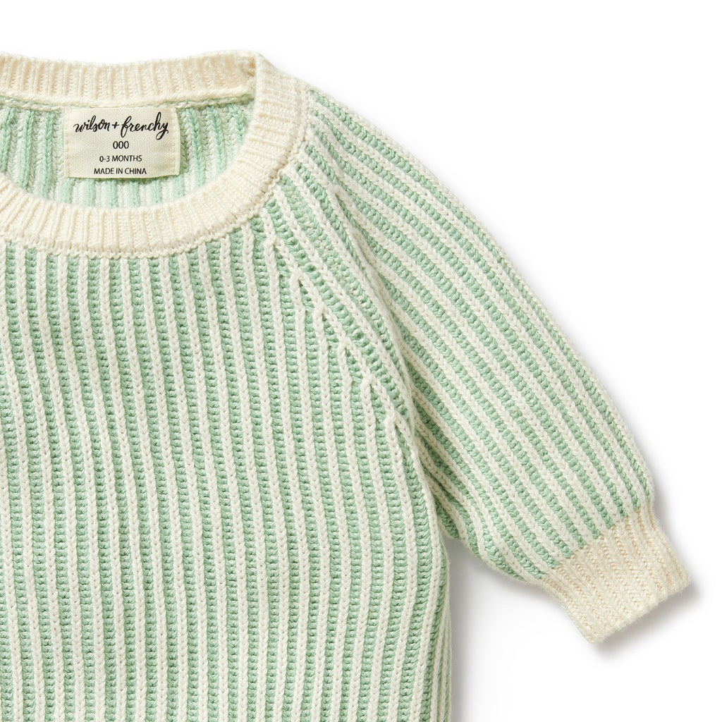 Knitted Ribbed Jumper - Mint Green