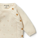 Knitted Pointelle Kimono Cardigan - Ecru