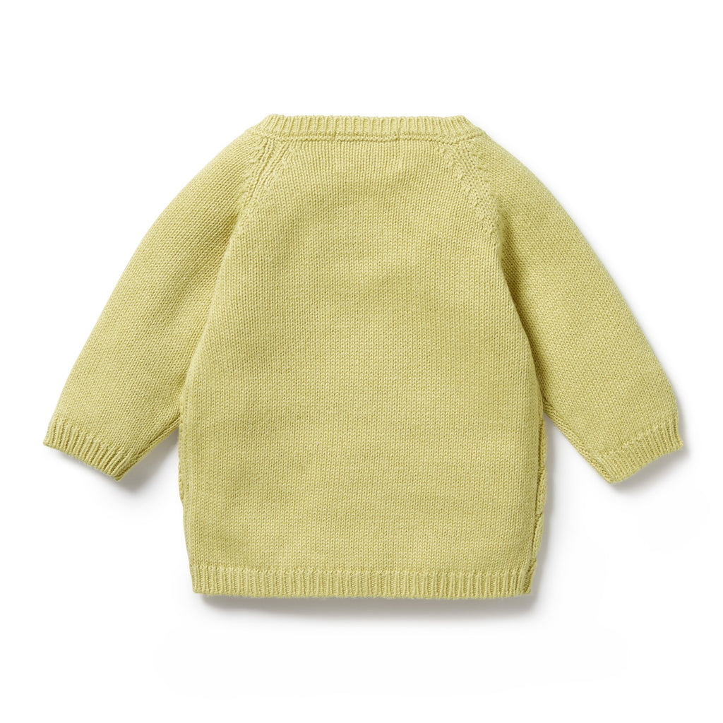 Knitted Pointelle Kimono Cardigan - Endive