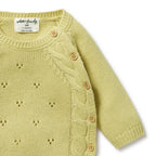 Knitted Pointelle Kimono Cardigan - Endive
