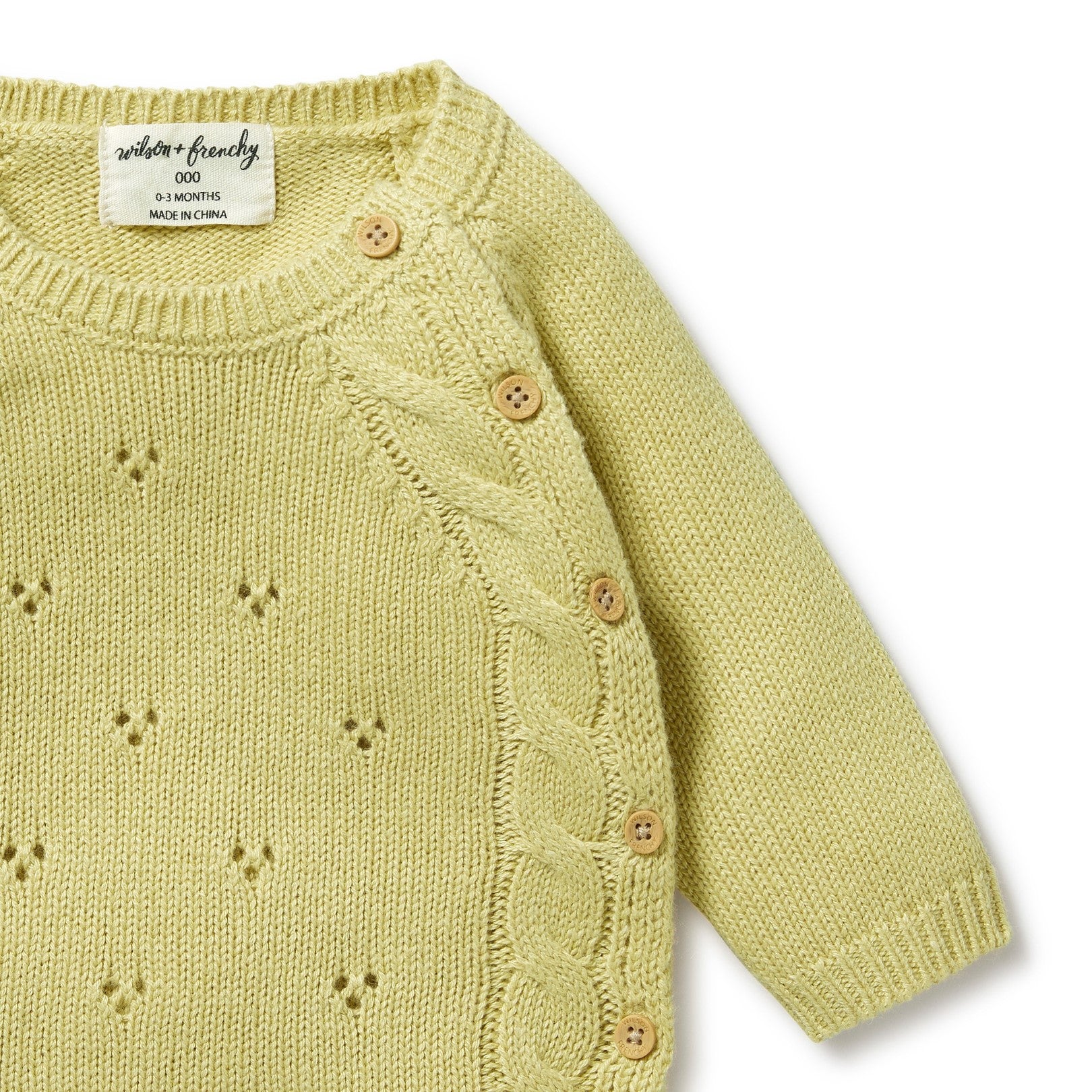 Knitted Pointelle Kimono Cardigan - Endive