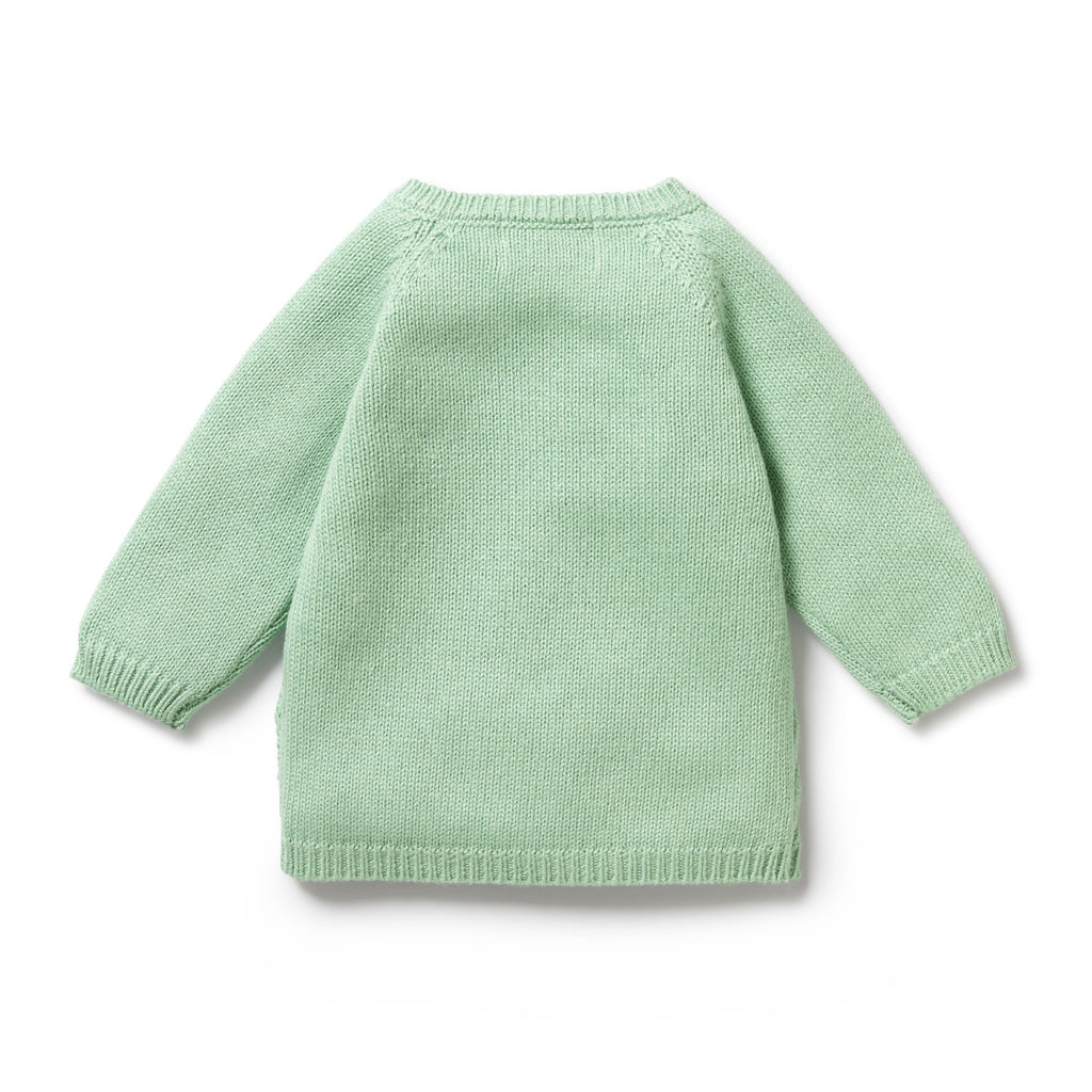 Knitted Pointelle Kimono Cardigan - Mint Green