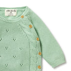 Knitted Pointelle Kimono Cardigan - Mint Green