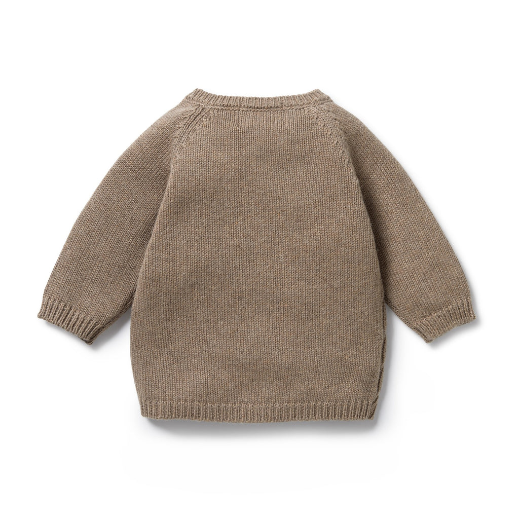 Knitted Pointelle Kimono Cardigan - Walnut