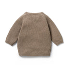 Knitted Pointelle Kimono Cardigan - Walnut