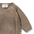 Knitted Pointelle Kimono Cardigan - Walnut