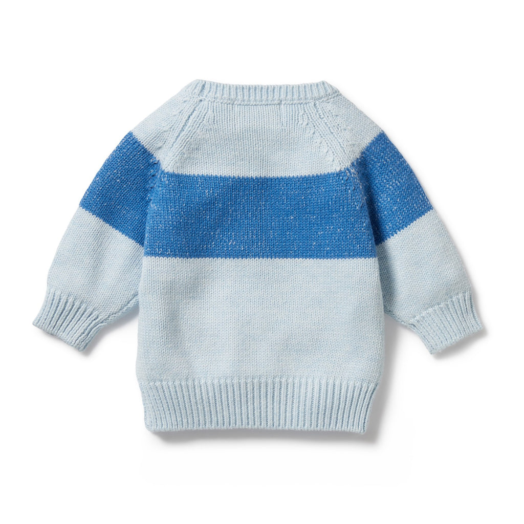 Knitted Stripe Jumper - Bluebell Fleck