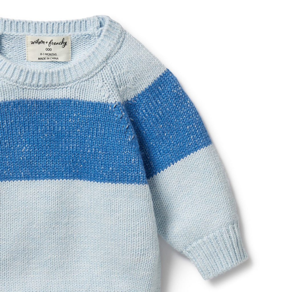 Knitted Stripe Jumper - Bluebell Fleck
