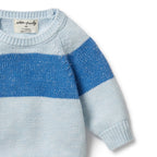 Knitted Stripe Jumper - Bluebell Fleck