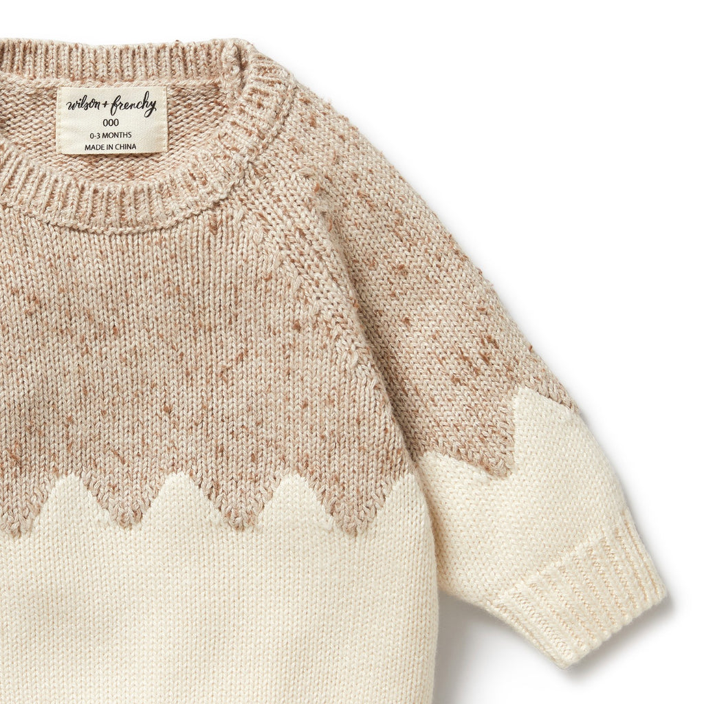Knitted Jacquard Jumper - Almond Fleck
