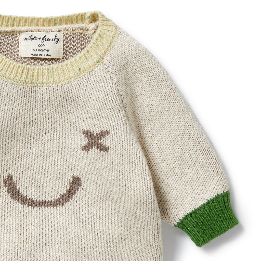 Knitted Just Smile Jumper - Almond