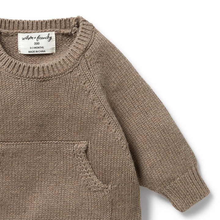 Wilson and Frenchy Knitted Pocket Jumper - Walnut